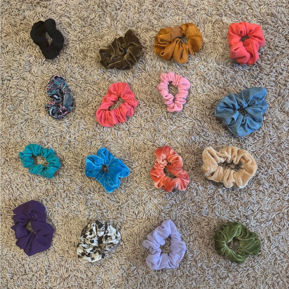 Assorted scrunchie bundle rainbow set of 16